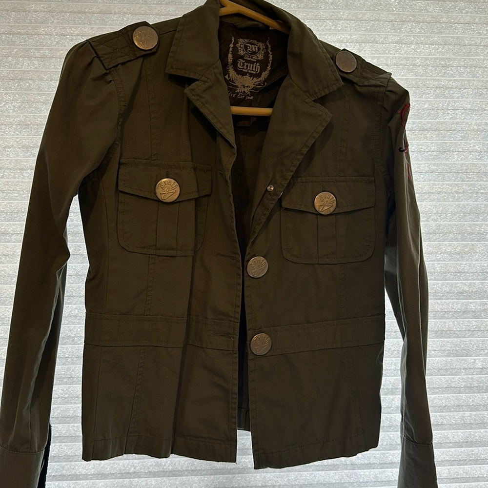 Military style jacket color army green